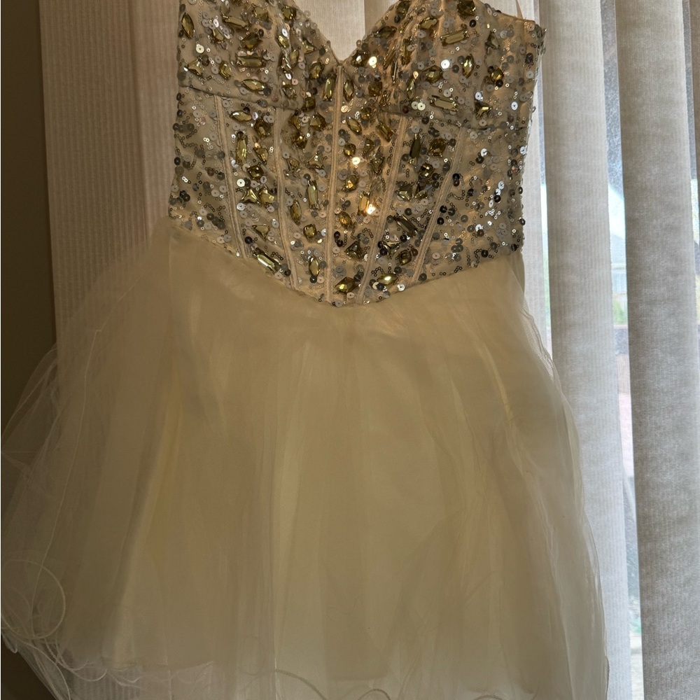 Elegant White Sequin Mini Dress